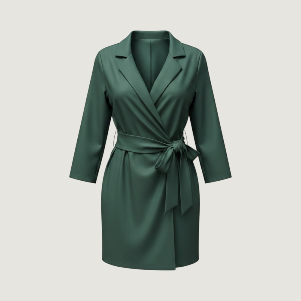 Sadie & Sage Hunter Green Blazer Wrap Romper Long Sleeve Tie Waist Small NWT